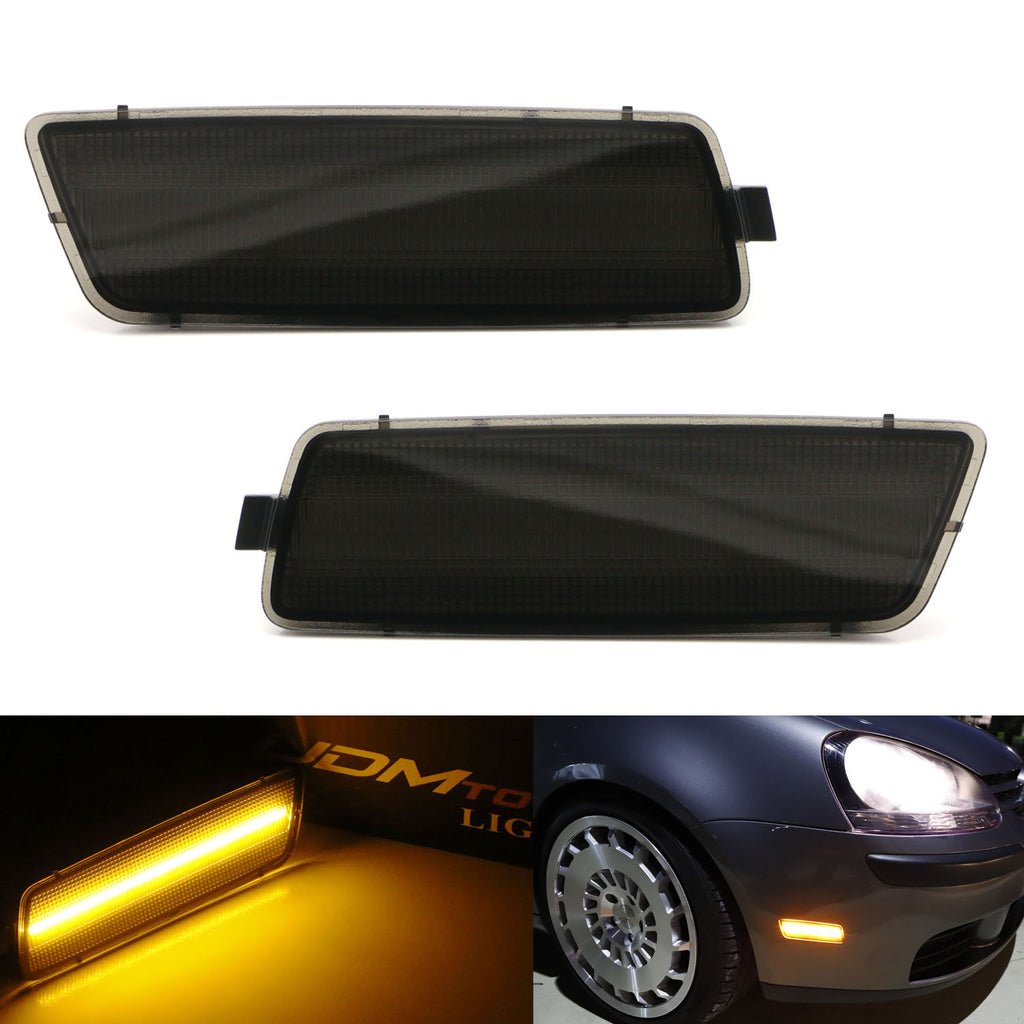 Smoked Lens Side Marker Lights For 2010-2014 VW MK6 Golf/GTI - Front Bumper Replacement