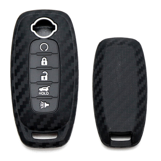 "Carbon Fiber" Pattern Silicone Cover For Nissan 22+ Rogue Pathfinder 5B Key Fob