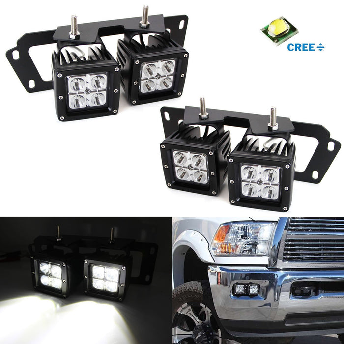 80W CREE Dual LED Pods w/Foglight Location Bracket, Wire For Dodge RAM iJDMTOY.com 80W CREE Dual LED Pods w/Foglight Location Bracket, Wire For Dodge RAM iJDMTOY.com
