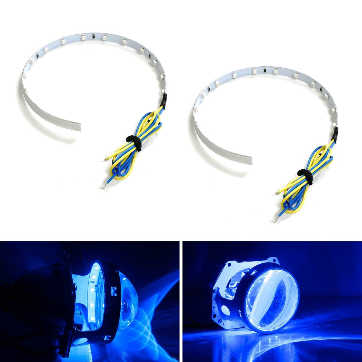 Blue 15SMD High Power LED Demon Eye Halo Ring Kit For Headlight Proje