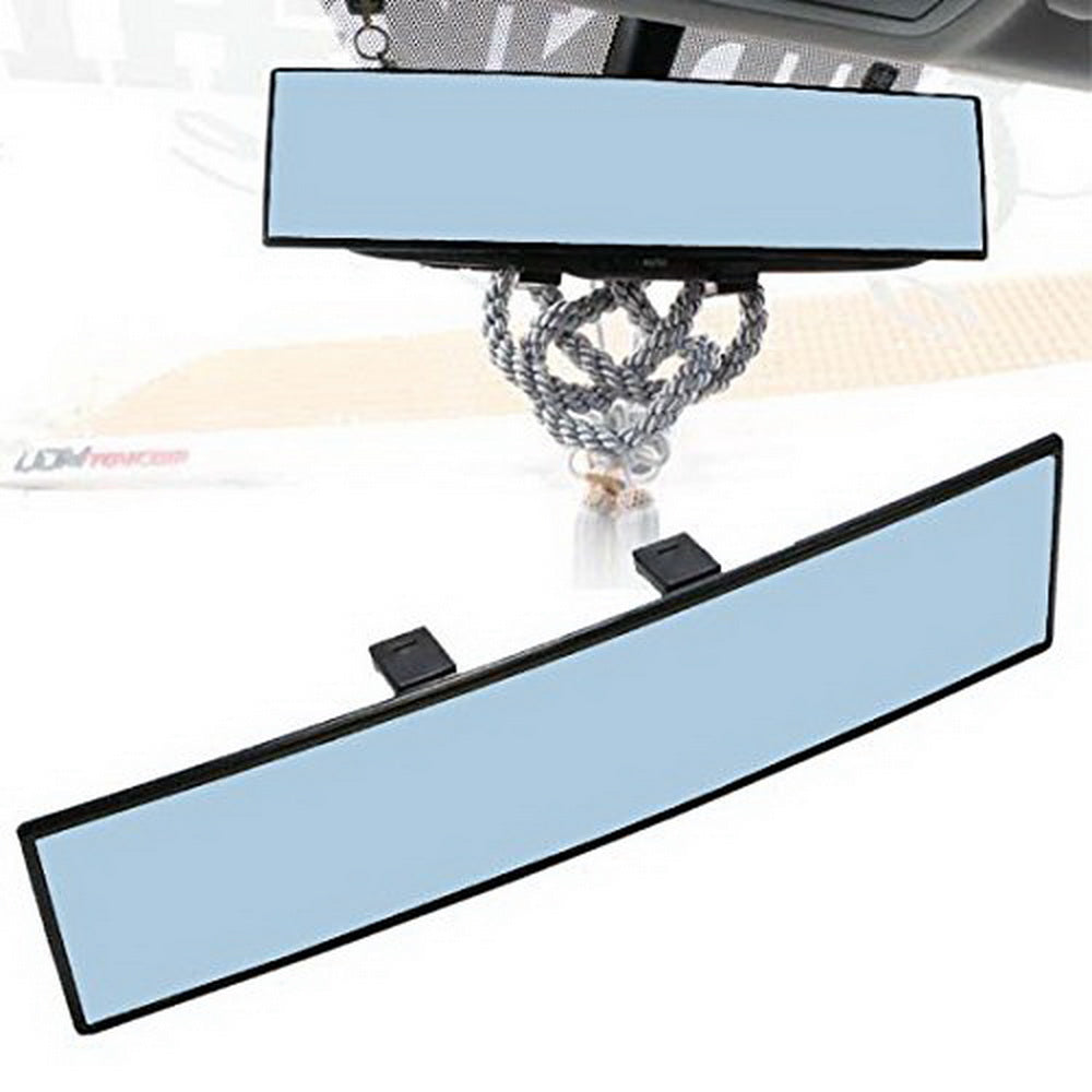 JDM Blue Glass 300mm Wide Curve Clip On Rear View Mirror w/Anti-Glare ...
