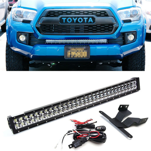 180W 30" LED Light Bar w/ Lower Bumper Bracket, Wiring For 16-up Toyota Tacoma