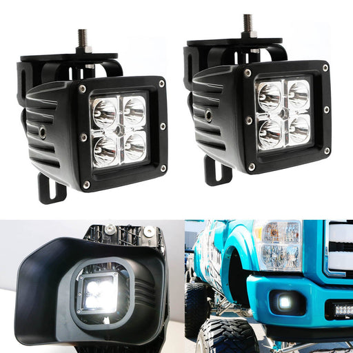 40W CREE LED Pods w/ Foglight Location Bracket/Wirings For 99-16 Ford F250 F350
