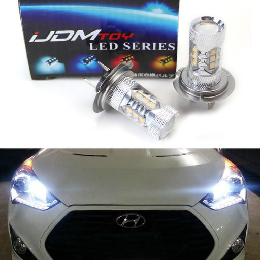 White High Power 80W-Max CREE H7 LED Bulbs For Hyundai On High Beam DRL Lights