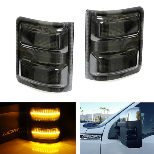 Smoked Lens Amber LED Side Mirror Marker Lights For 2008-16 Ford F250 F350 F450