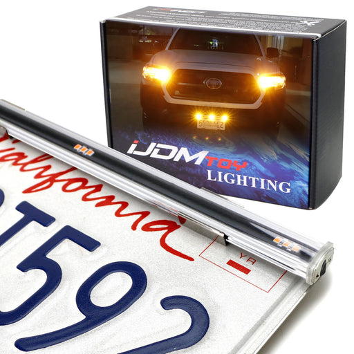 Front License Plate Frame Mount 3-Dot Raptor Style Amber LED Clearance Lightbar