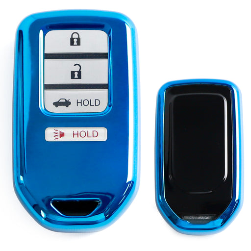 Chrome Blue TPU Key Fob Case For Honda Accord Civic Pilot CRV HRV Odyssey, etc