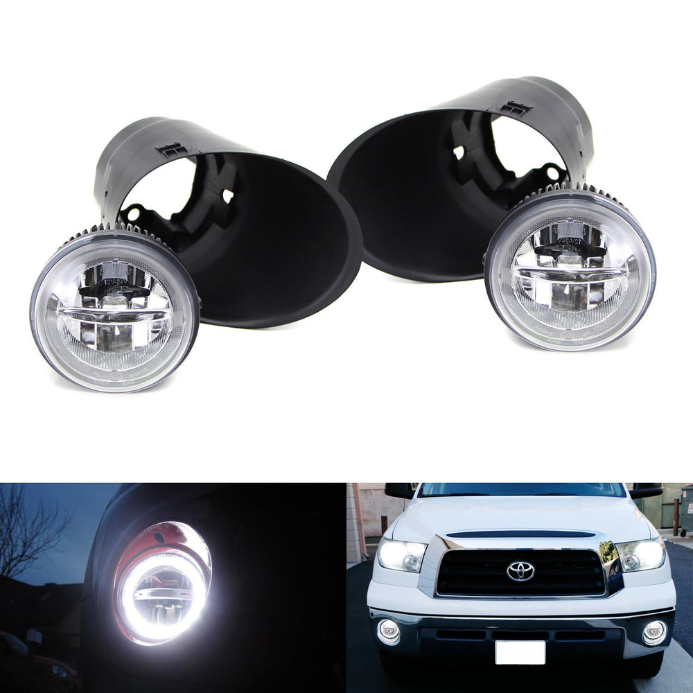 Clear Fog Light Kit For 2007-2013 Toyota Tundra - Includes Lamps, Switch, Harness & Bezels