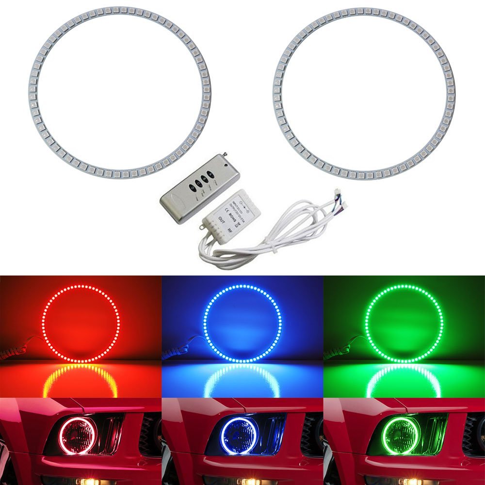 RGB Multi-Color LED Angel Eyes Halo Rings For 2005-2009 Ford Mustang w ...