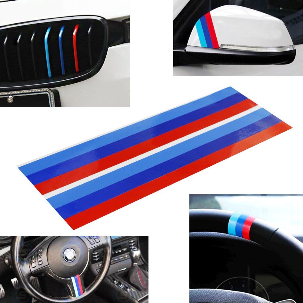 2pc 9 M-Colored Stripe Decal Stickers For BMW Exterior or