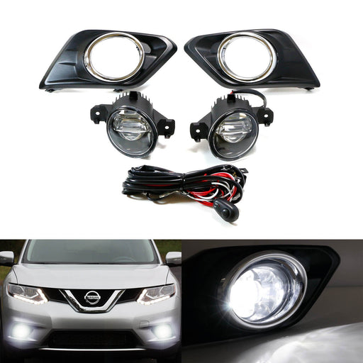 15W CREE LED Projector Fog Lights w/Bezel Covers, Wiring For 14-16 Nissan Rogue