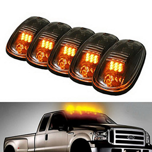 Clear Lens 5pc Amber LED Cab Roof Marker Running Lights For Truck SUV RV Van 4x4
