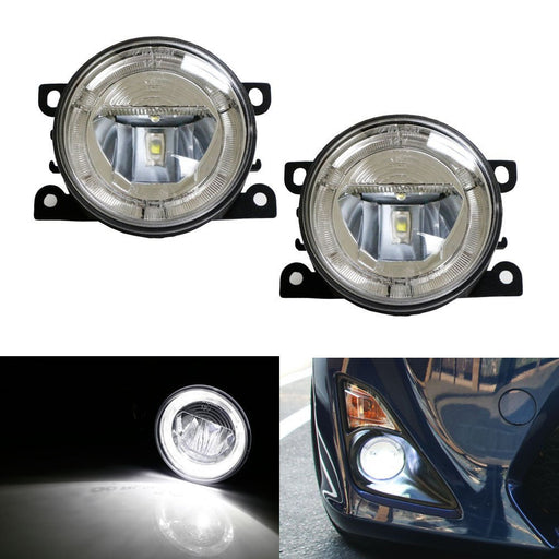Direct Fit 20W CREE LED Fog Lamps w/ Halo Rings As Daytime Running DRL Lights