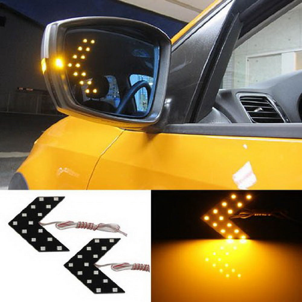 Automotive Led Arrows 2 Amber 14-SMD LED Arrow Lights for Car Side Mirror Turn Signal Blinke ...