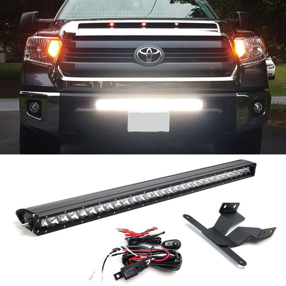 150W 30 LED Light Bar w/ Lower Bumper Brackets, Wirings For 14-21 Toyota  Tundra