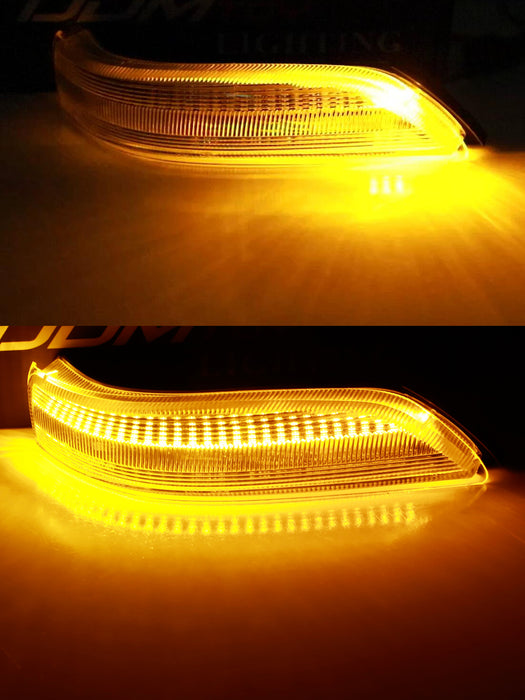 Clear Lens Full LED Strip Sequential Blink Side Mirror Lamps For 05-13 Acura RL