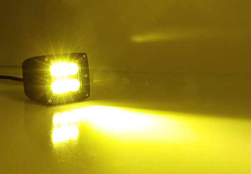 Clamp Mount Yellow Lens 24W 3" LED A-Pillar Pod Light Kit w/Bracket/Relay Wiring