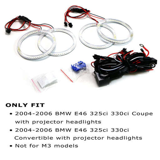 Xenon Headlight 240-SMD LED Angel Eyes Halo Rings For BMW LCI E46 3 Series Coupe