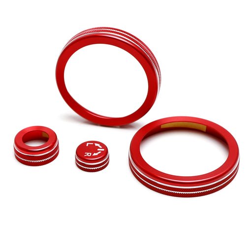 4pc Red Aluminum AC/Audio/Side Mirror Knob Ring Covers For 2020+ Gen3 Discovery