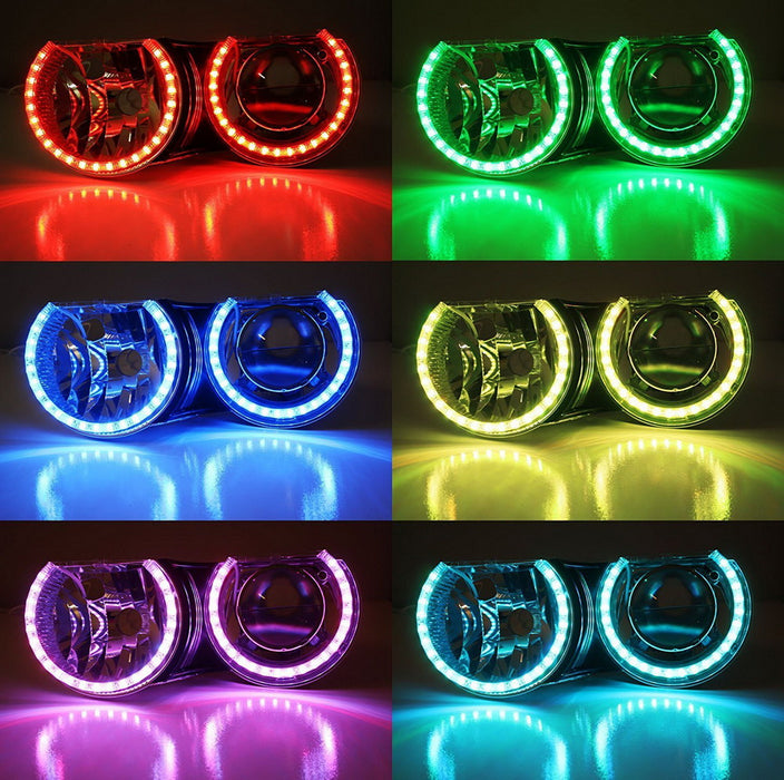 Wireless RGB 7-Color LED Angel Eyes Halo Rings Kit For 13-14 Ford Must ...