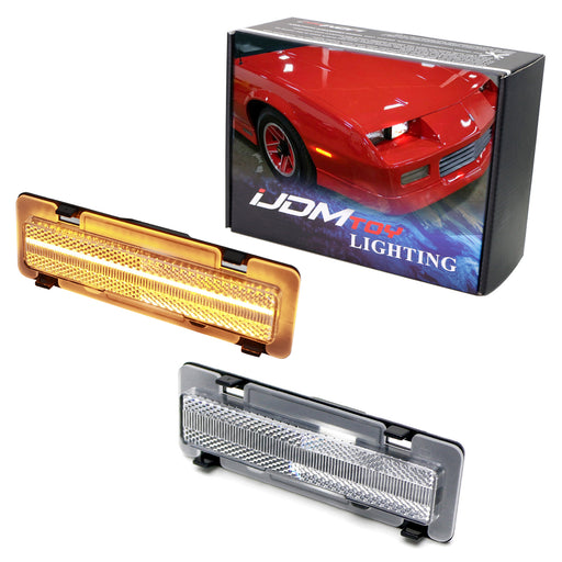 Clear Lens Amber Full LED Strip Front Side Marker Lights For 82-92 Chevy Camaro