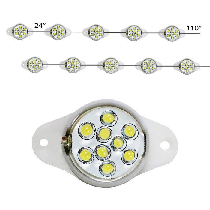 Universal Fit Xenon White 10-pcs 90-LED Truck Bed Cargo Area LED Lighting Kit