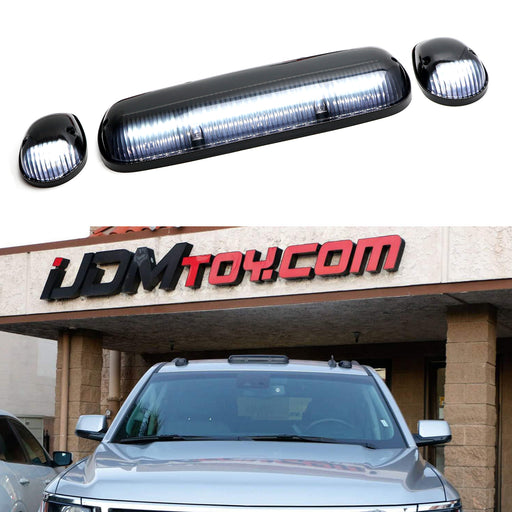 3pc Set Smoked Lens White LED Cab Roof Clearance Light Kit For Chevy GMC Trucks