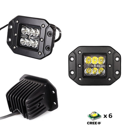(2) Flush Mount 24W CREE LED Cubic Pod Lights For Truck Jeep Off-Road ATV