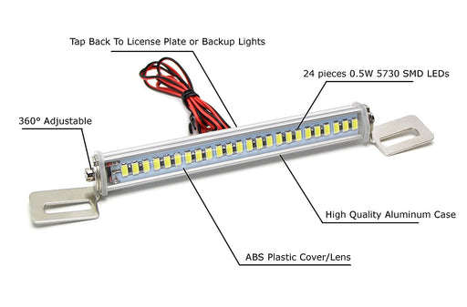 Universal License Plate Mount High Power LED Back Up Light For Car SUV Truck RV