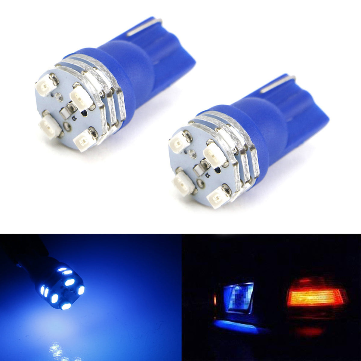 Ultra Blue 12-SMD 194 168 2825 LED Replacement Bulbs for