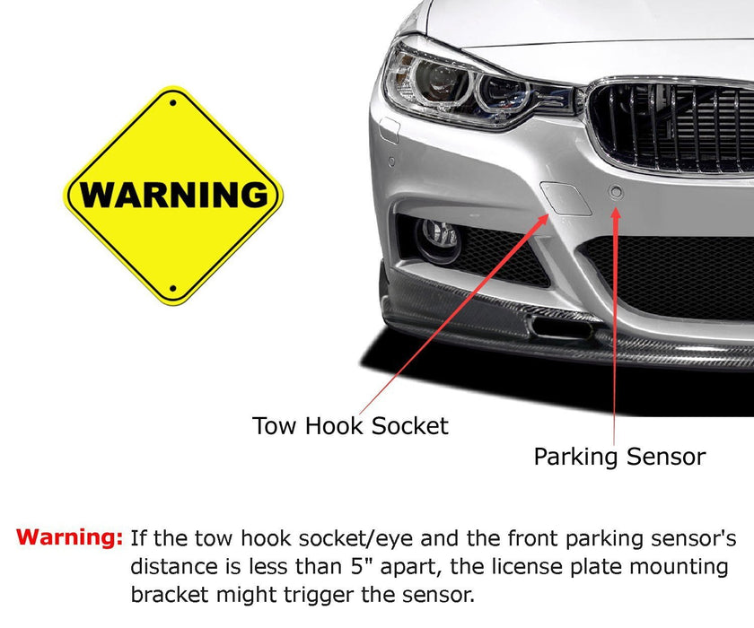 Bumper Tow Hook License Plate Mount Bracket For Mercedes C E GLK GLC GLE Class