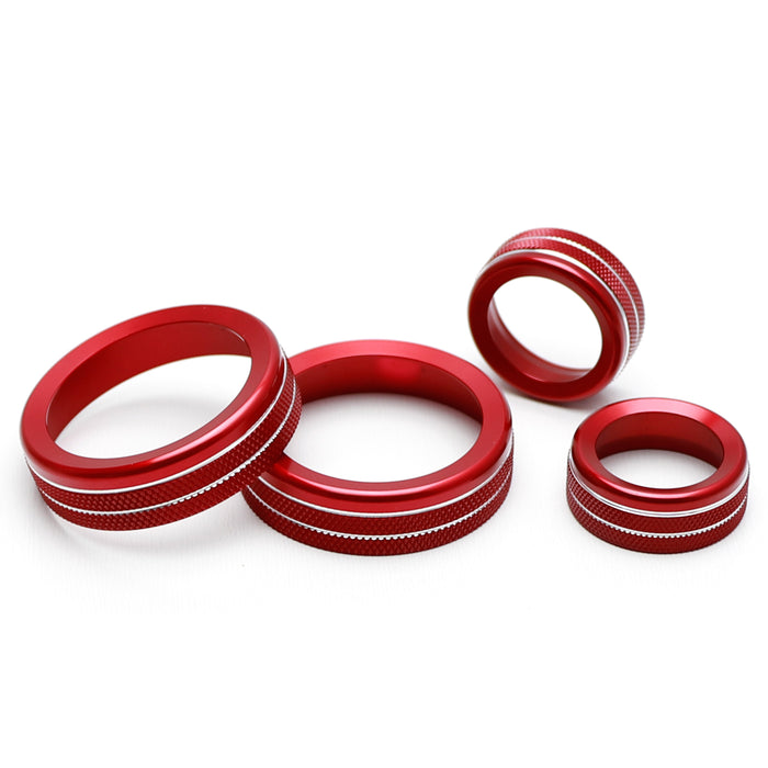 4pc Red Aluminum AC/Stereo Turn Knob Decoration Covers For 2022-up Ford Maverick
