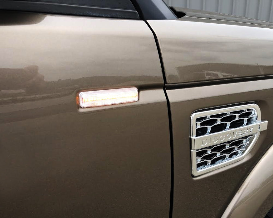 Clear Lens Amber LED Side Marker Lights For Range Rover Sport Discovery LR3 LR4