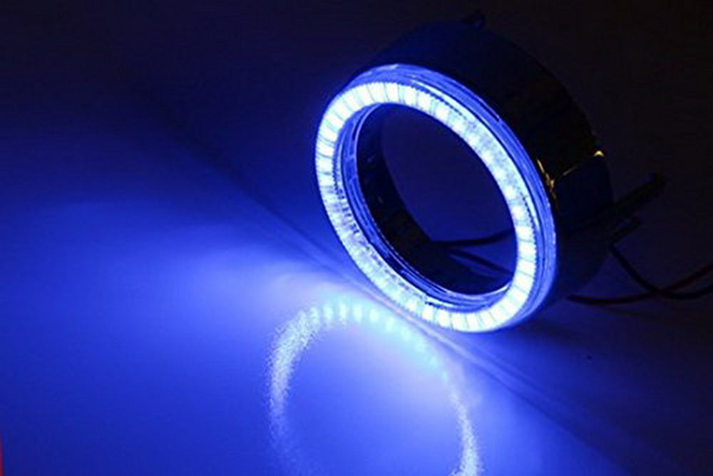 Blue 40-SMD LED Angel Eyes Halo Rings w/ Shroud For Fog Lights Retrofi ...