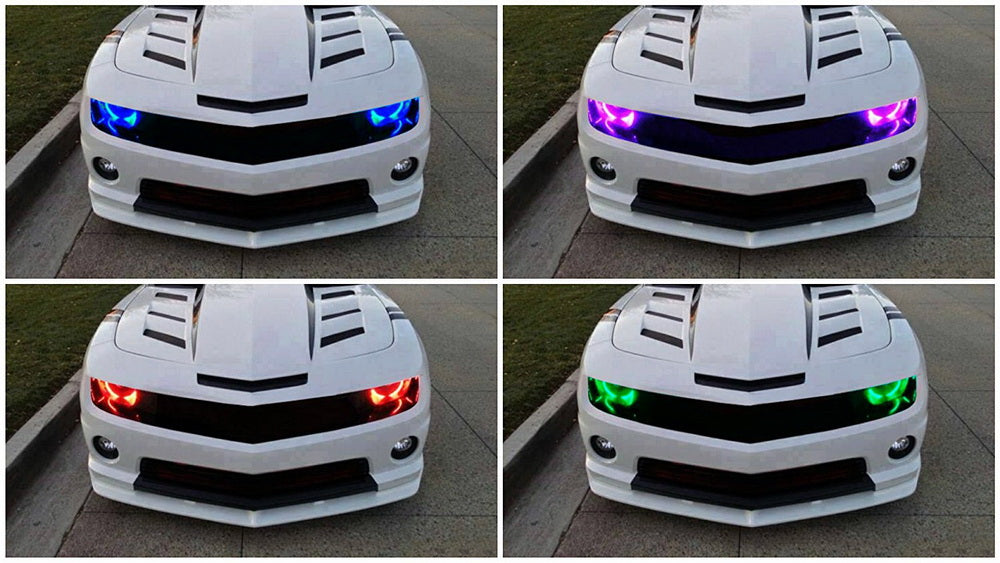 ( ) Style RGB Multi-Color LED Angel Eye Halo Rings For Camaro Challenger Mustang