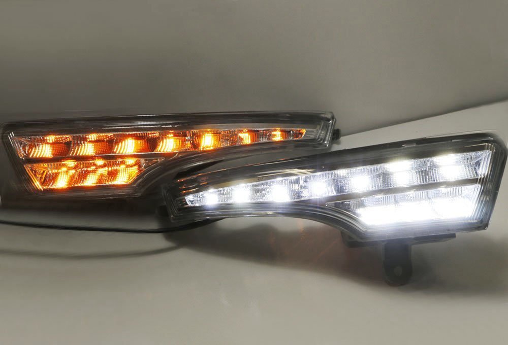 Switchback LED Daytime Running Lights w/ Clear Fog Lamps Kit For Nissan Altima