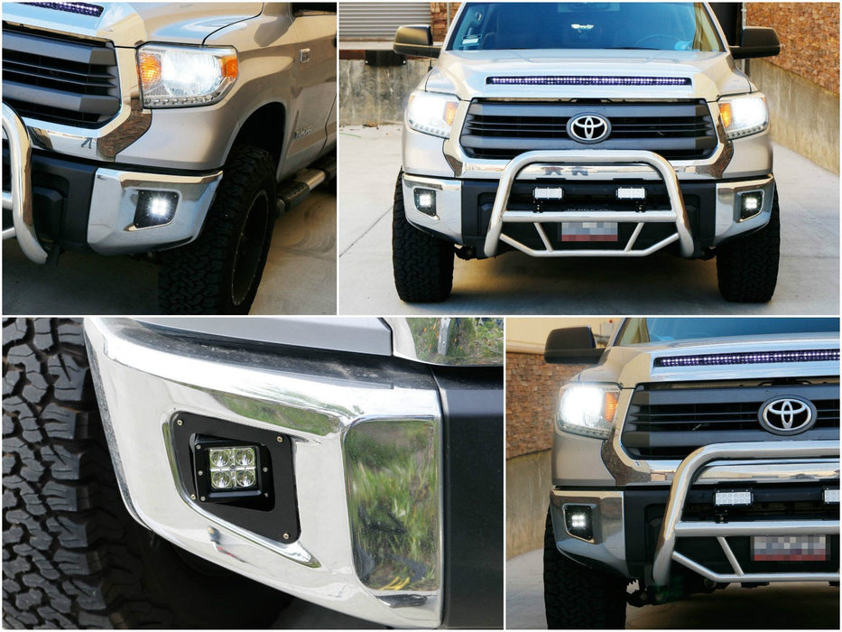 40W CREE LED Pods w/ Foglight Location Mounting Brackets For 14-up Toyota Tundra