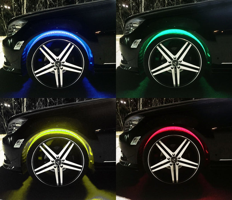 Color Wheel Lane Led 4pc Multi-Color Flexible RGB LED Wheel Fender Well Accent Lighting Kit ...