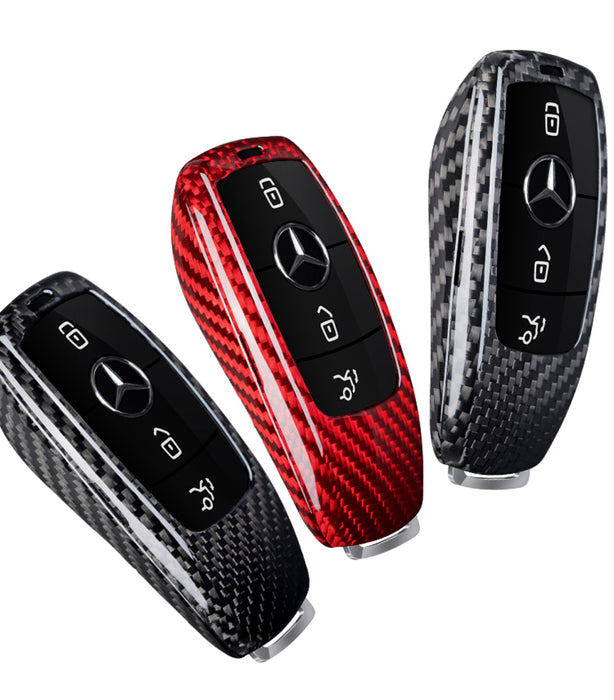 Real/Genuine Red Carbon Fiber Smart Key Fob Shell For Mercedes New A C E CLA CLS
