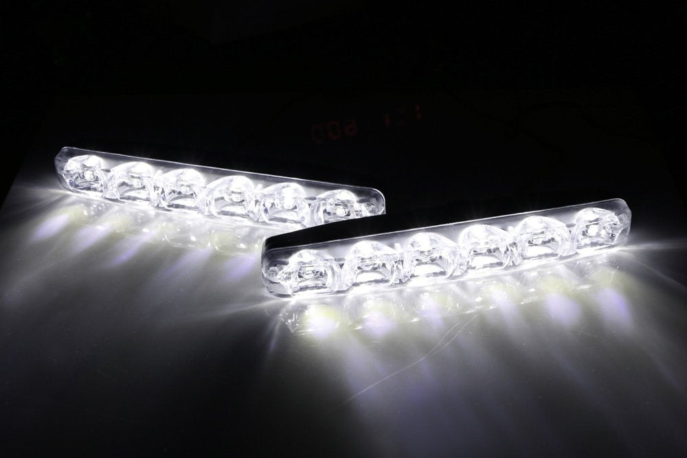 Universal 6 LED High Power Daytime Running Lights Cool White Daylight for Cars