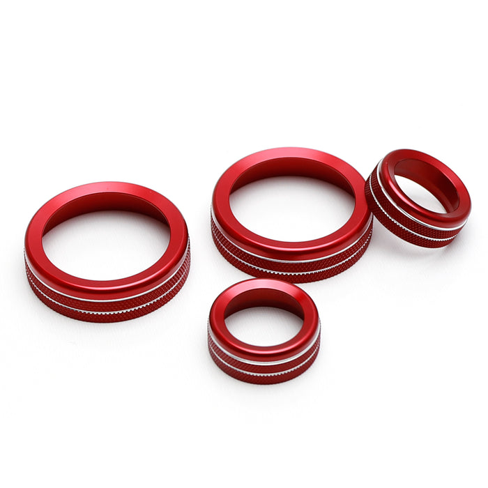 4pc Red Aluminum AC/Stereo Turn Knob Decoration Covers For 2022-up Ford Maverick