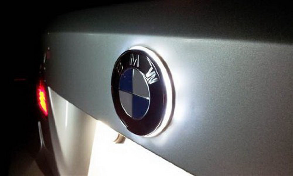 Red 82mm Badge Background LED Light Emblem Logo Sticker For BMW 3 5 7 X  Series