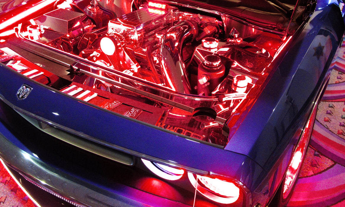 Compact 4 Color Led Engine 8pcs RGB Multi-Color LED Engine Bay or Under Car Lighting Kit w/ Wirel ...