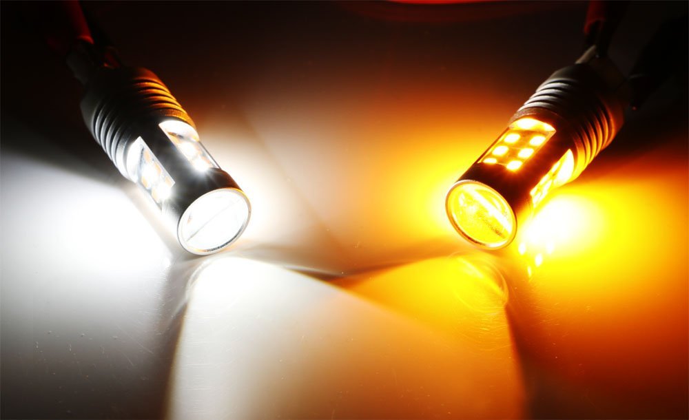 White/Amber High Power 28-SMD 3157 Switchback LED Bulbs For Turn Signa ...
