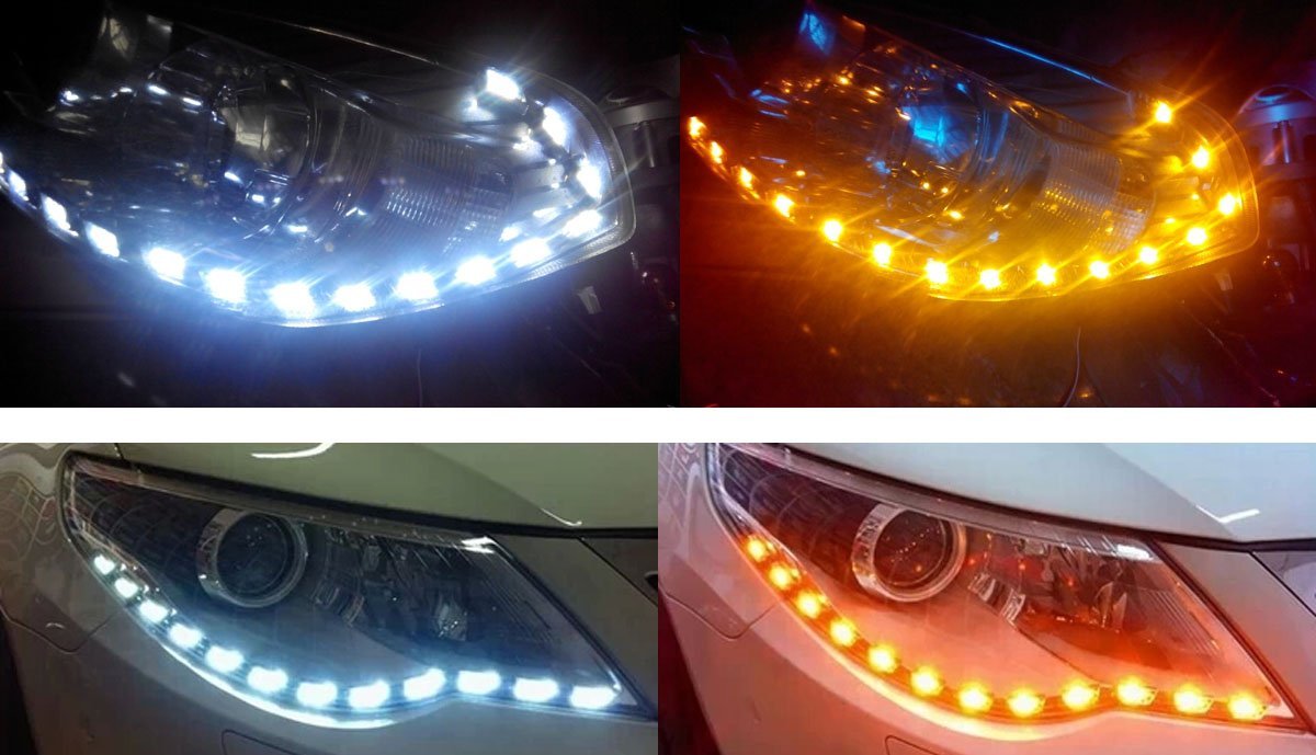 Headlight Retrofit Switchback LED Strip Lights w/ Sequential Turn Sign ...