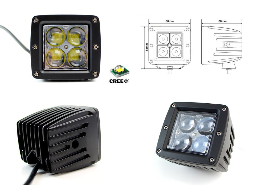 40W 4D Optic Projector LED Pods w/Foglight Brackets For 99-16 Ford F250 F-Series