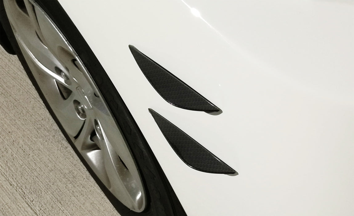 4pcs Car Black Dry "Carbon Fiber" Patten Front Bumper Canard, Body Diffuser Fins
