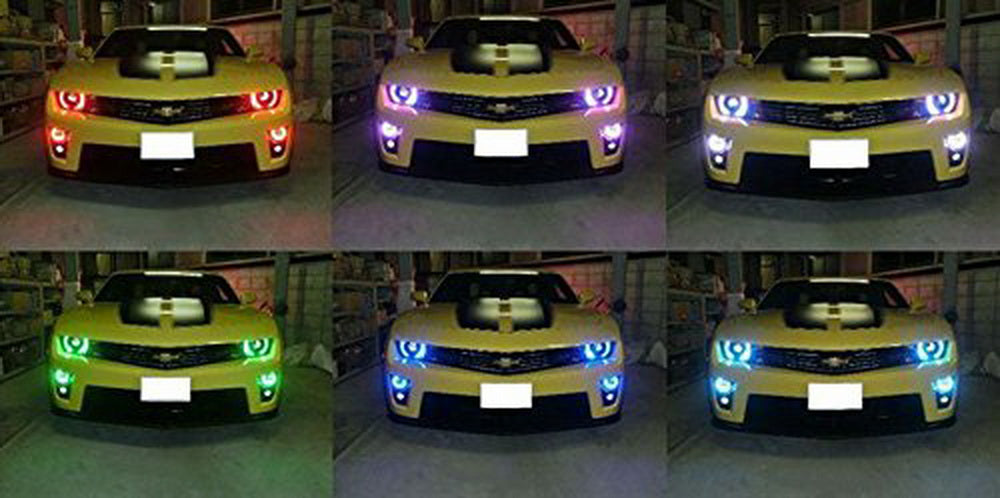 Headlight Retrofit RGB 7-Color LED Angel Eye Halo Rings For 2010