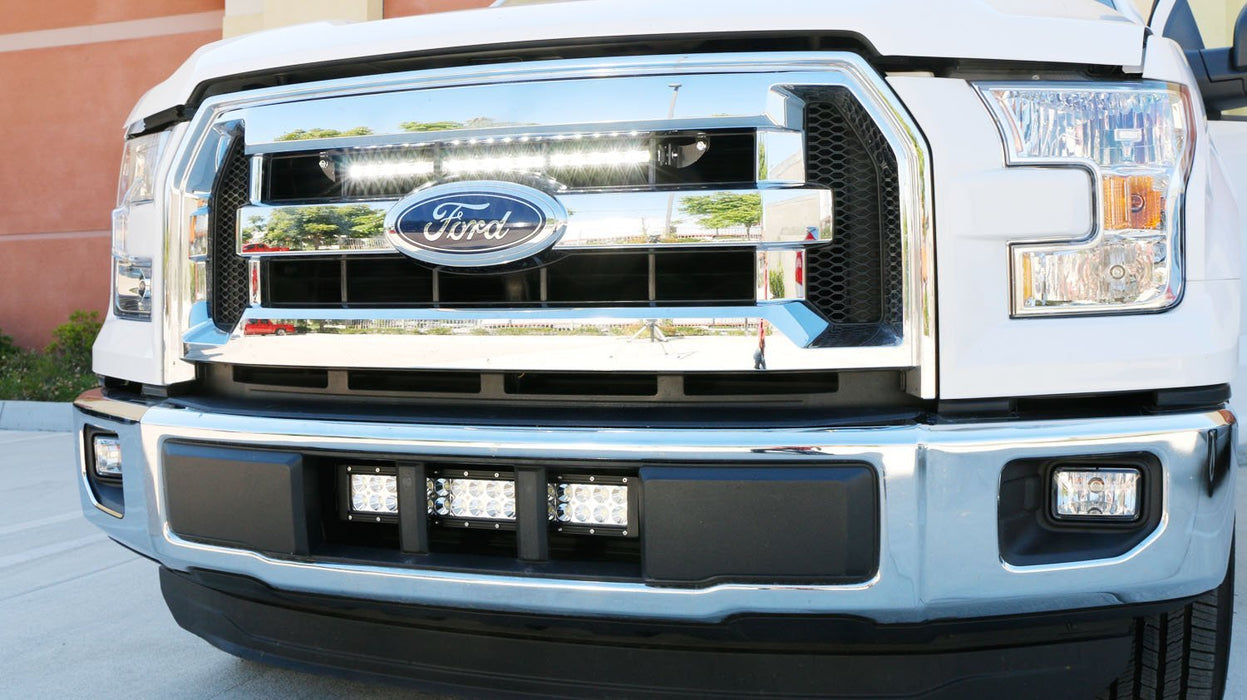 54W 20" LED Light Bar w/ Hidden Behind Grille Mount Bracket For 15-up Ford F150