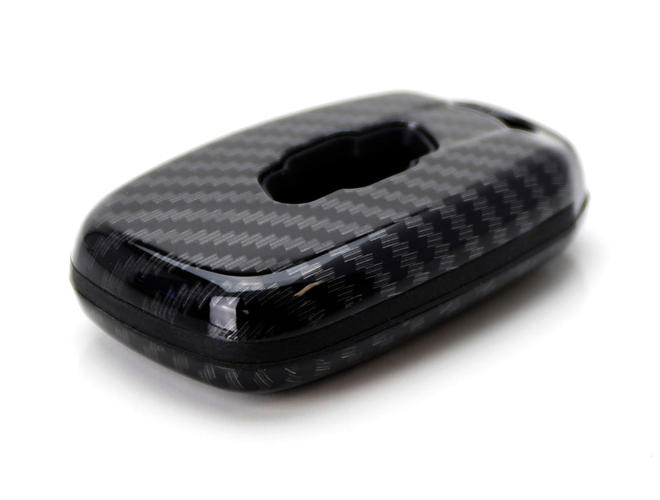 Carbon Fiber Pattern Smart KeyFob Shell w/Black Silicone Keypad Button For Chevy